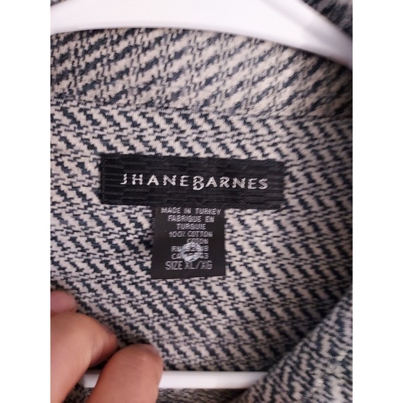 Jhane Barnes Shirt Mens Extra Large Psychedelic Gray Geometric Club Party Cotton - Picture 3 of 9